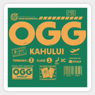 Vintage Kahului OGG Maui Airport Code Travel Day Retro Travel Tag Hawaii Sticker